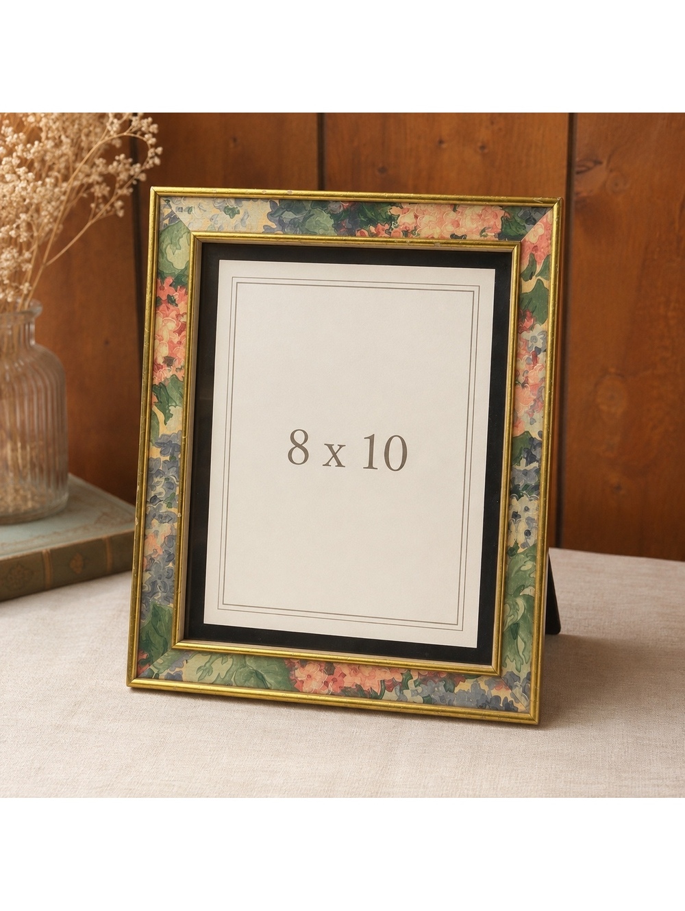 Vintage Floral Gold 8x10 Picture Frame Cottagecore Botanical Tabletop Frame